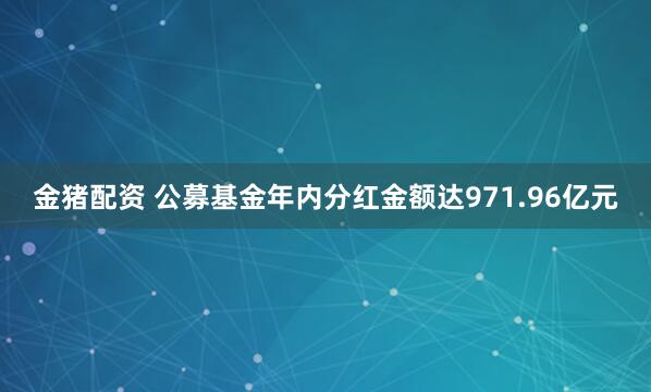 金猪配资 公募基金年内分红金额达971.96亿元